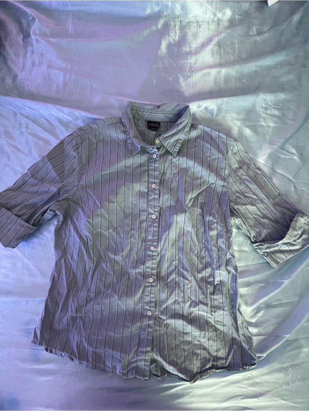 Women's Light Gray Pinstripe Button-Down Shirt